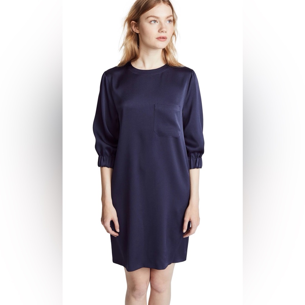 Vince Women's Blue Keyhole Back Shift Dress Size large